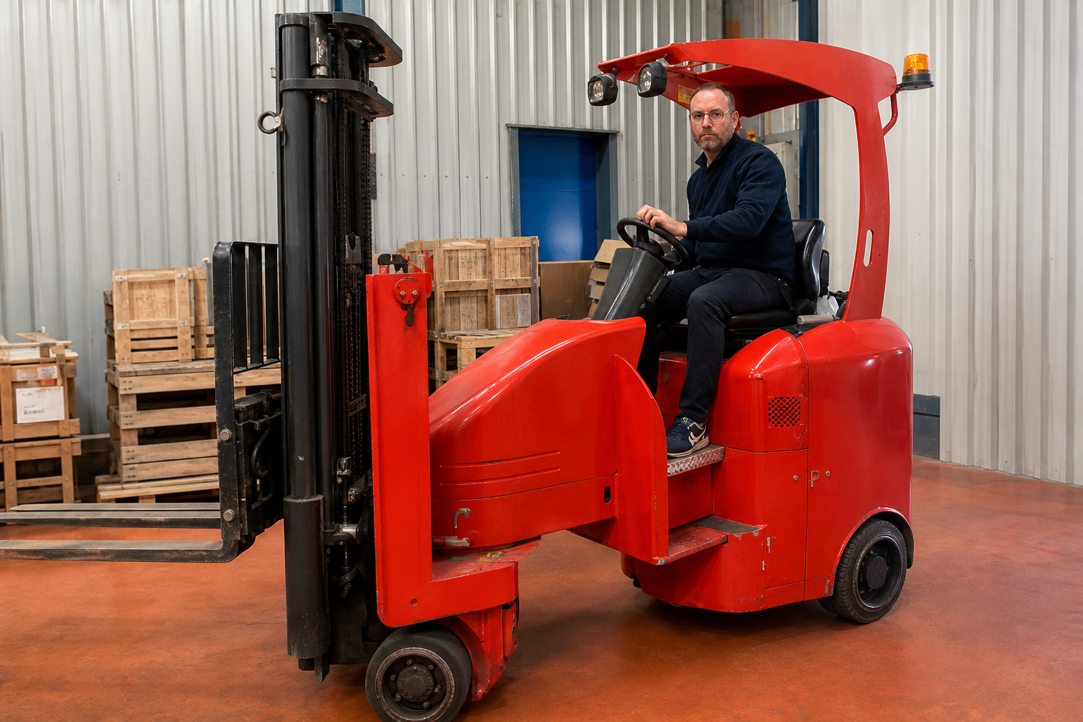 Bendi and VNA forklift training in a narrow-aisle Birmingham warehouse